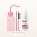 Foaming lash shampoo with rinse bottle, cleansing brush and mascara wand
