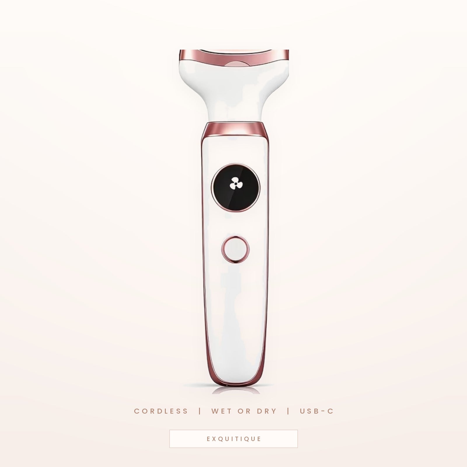 Cordless five-in-one womens grooming kit in white and rose gold