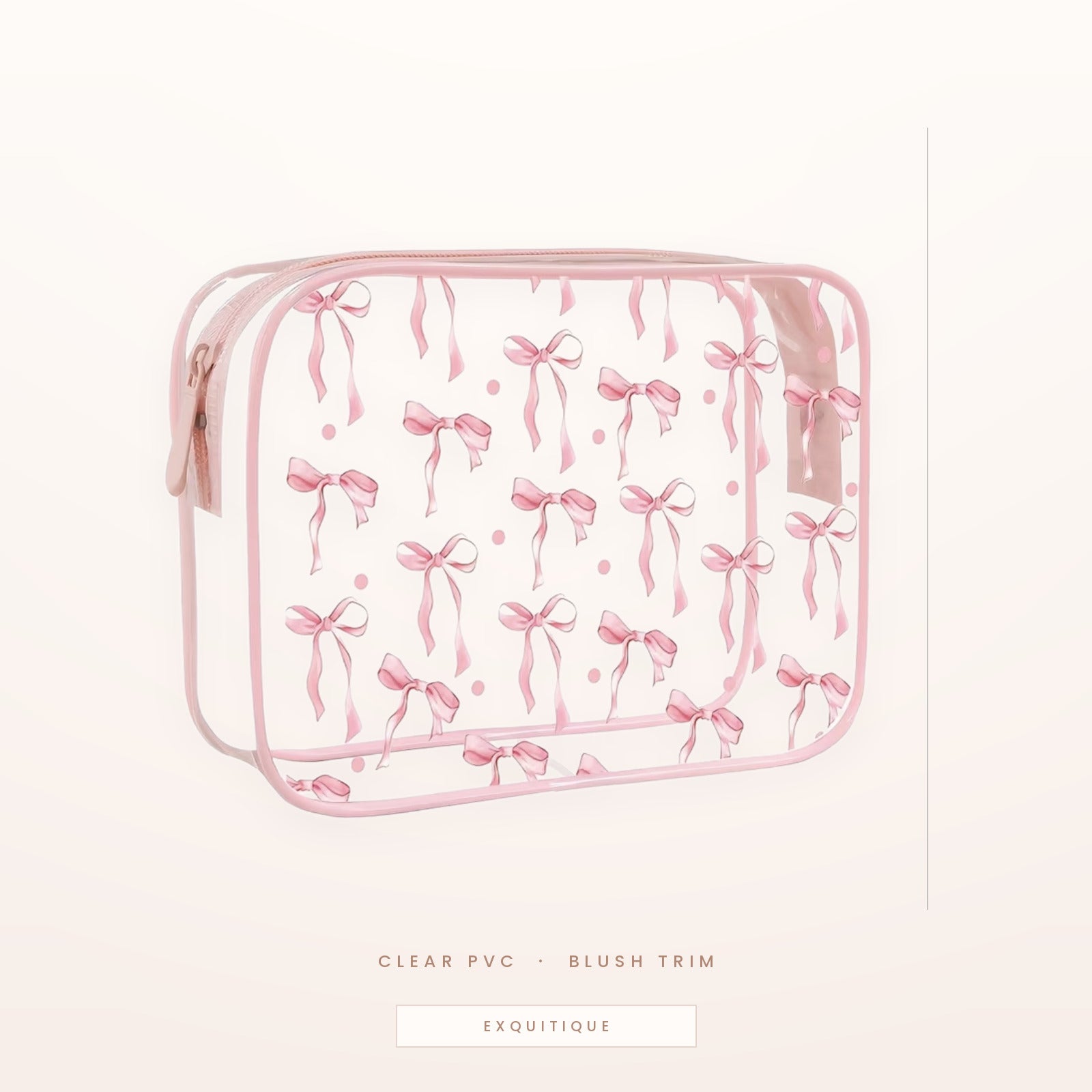 Bow print clear cosmetic pouch, part of The Bow Collection