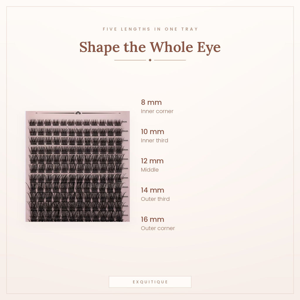 The five cluster lengths and where each one goes on the eye