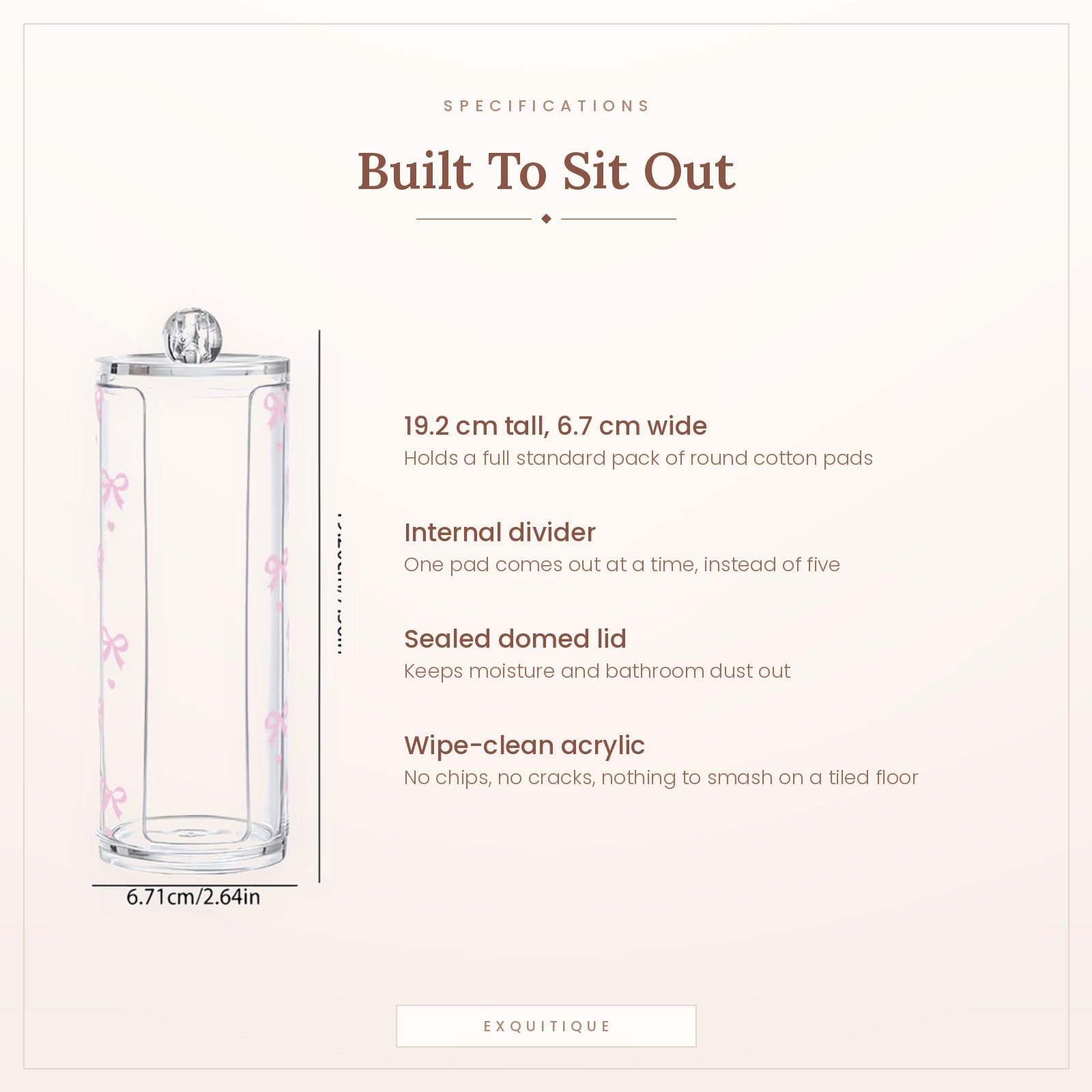 Jar dimensions, divider, sealed lid and material