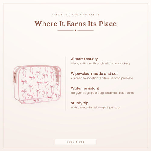 Why a clear wipe-clean pouch is more useful than a fabric one