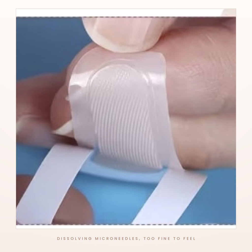 Close-up of the dissolving microneedle surface of the patch