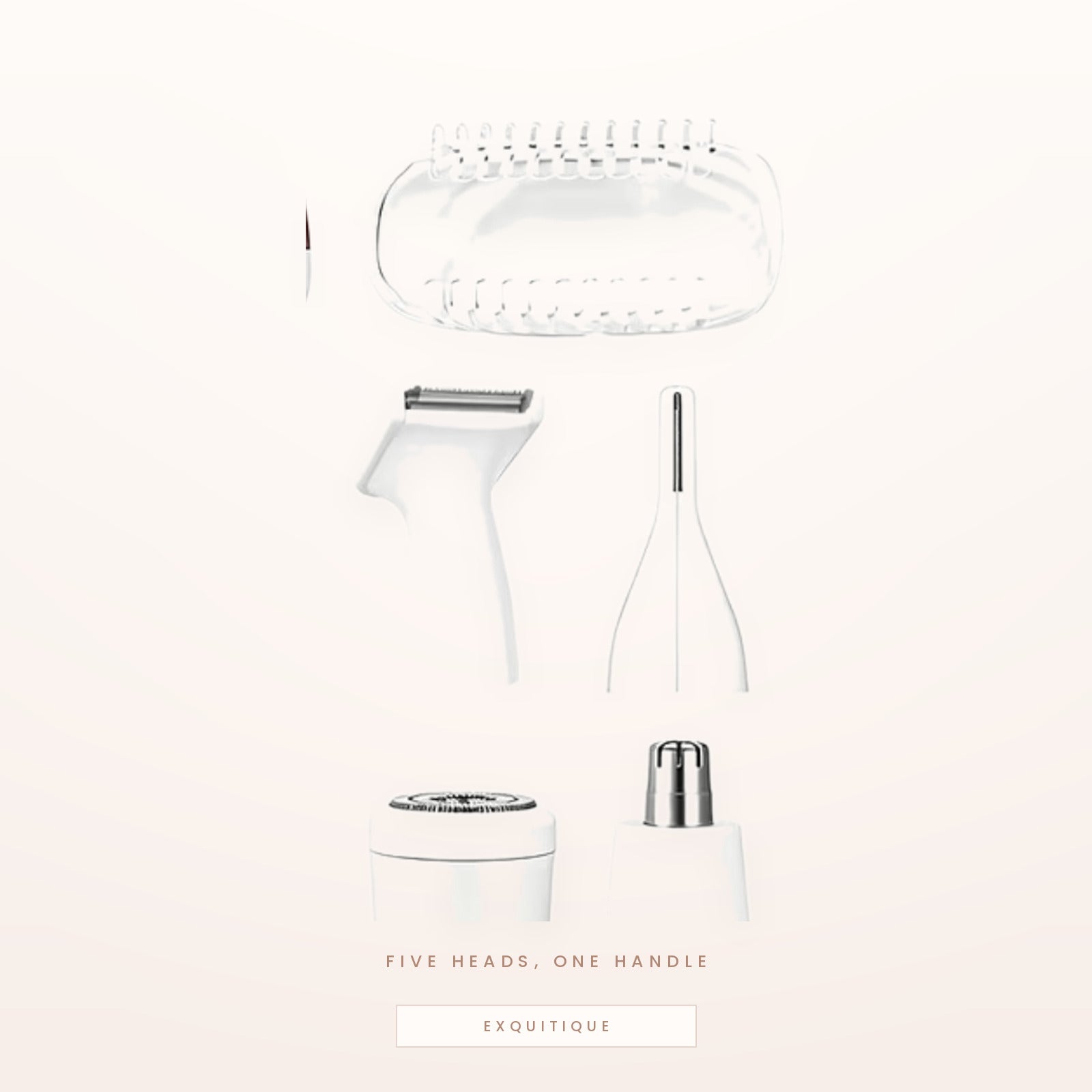 The five attachment heads and comb guard