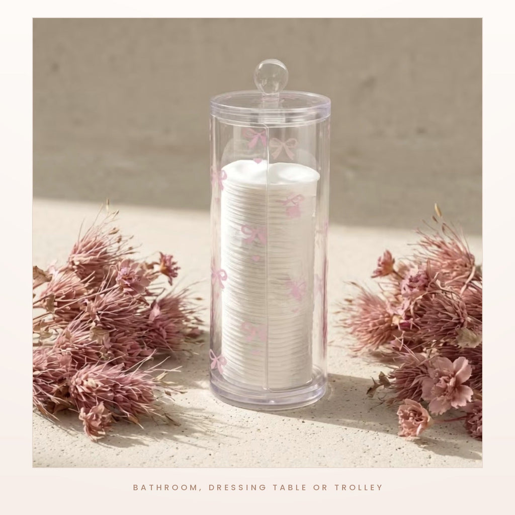 The bow print jar styled with dried flowers