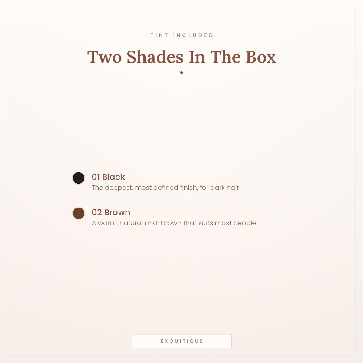 The two tint shades included - 01 black and 02 brown
