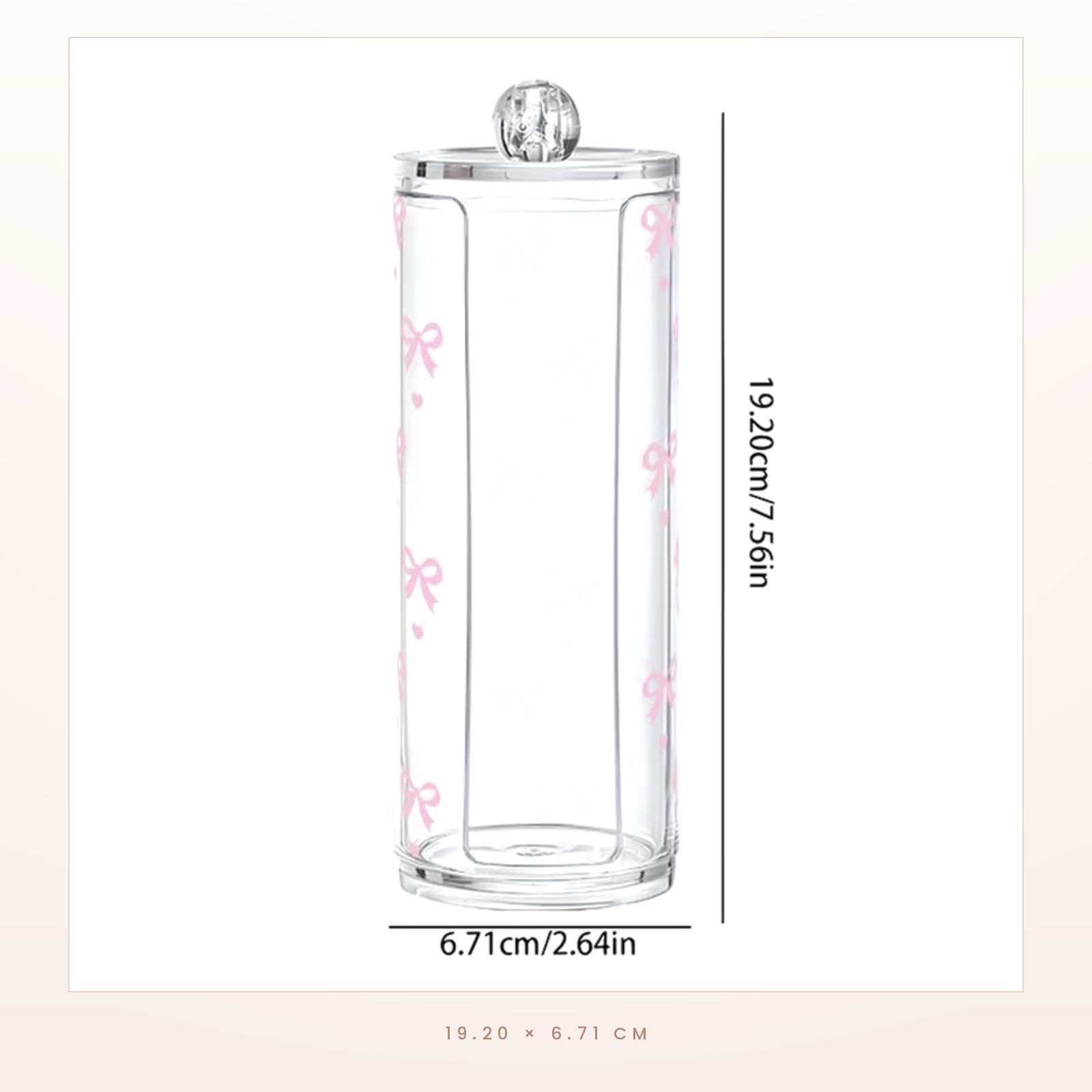 Jar dimensions - 19.2 cm tall and 6.71 cm wide