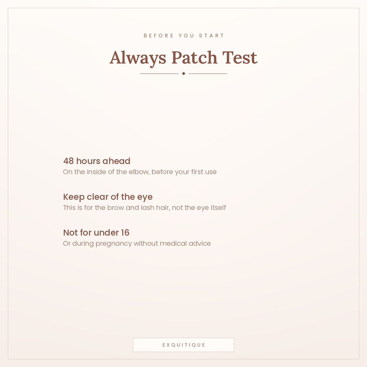 Patch test guidance before first use
