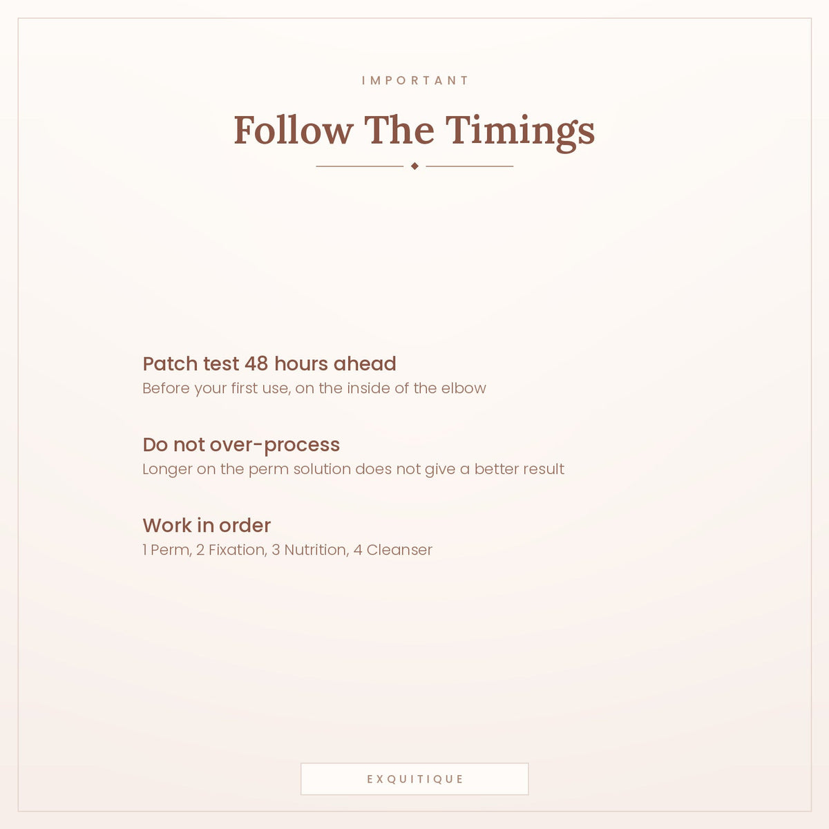 Patch test and timing guidance